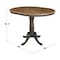 International Concepts Round 36 in Rd top ped table, 12 in leaf, 35.3 inh, counter Ht, Hickory/Washed Coal, 36 W, 48 L, Wood K45-36RXT-6B - alternate 5